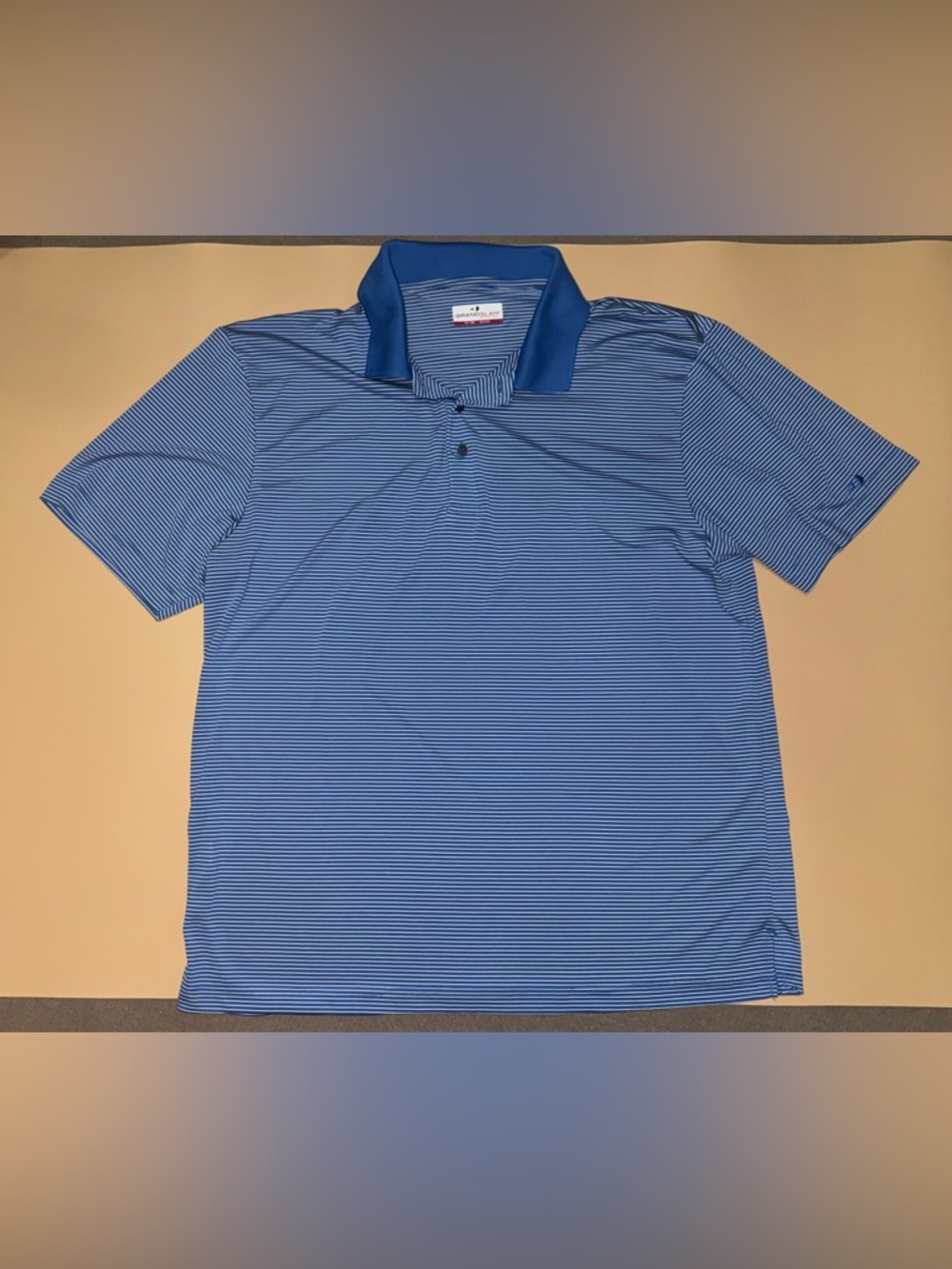 Grand Slam Performance Polo Shirt Mens XL Blue Striped Golf Short Sleeve